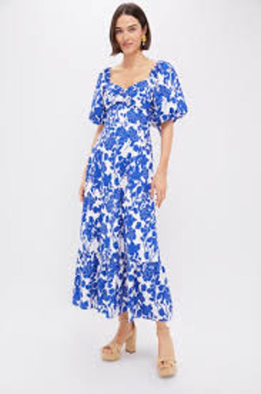Hyacinth House Tuckernuck Blue Floral Seaport Midi Dress